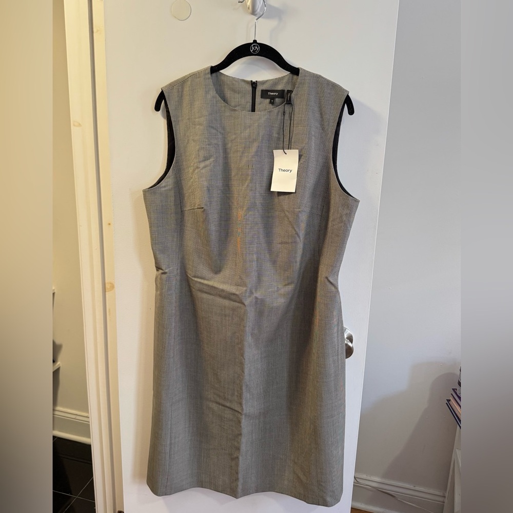 Theory Black and Gray Checkered Dress